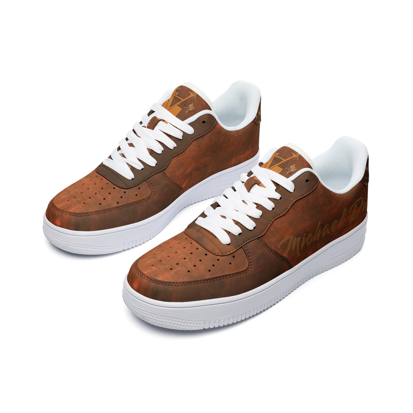 Louie Brown "Michael Antonio" Unisex Low Top Leather Sneakers