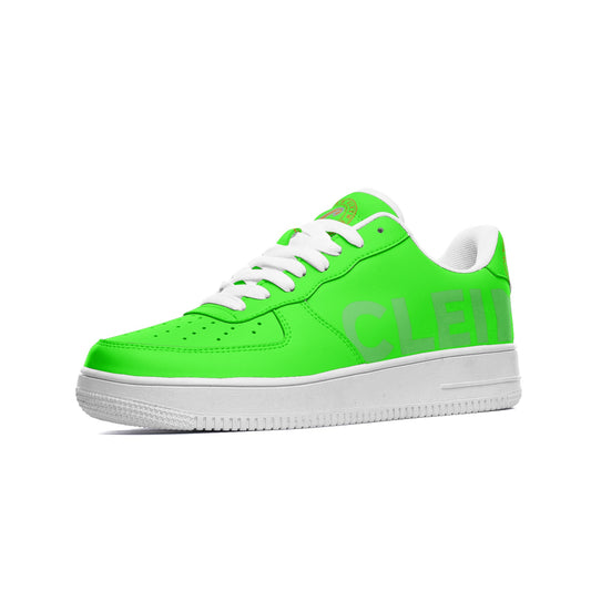 Kellie Clein "Riddler Green"-Unisex Low Top Leather Sneakers