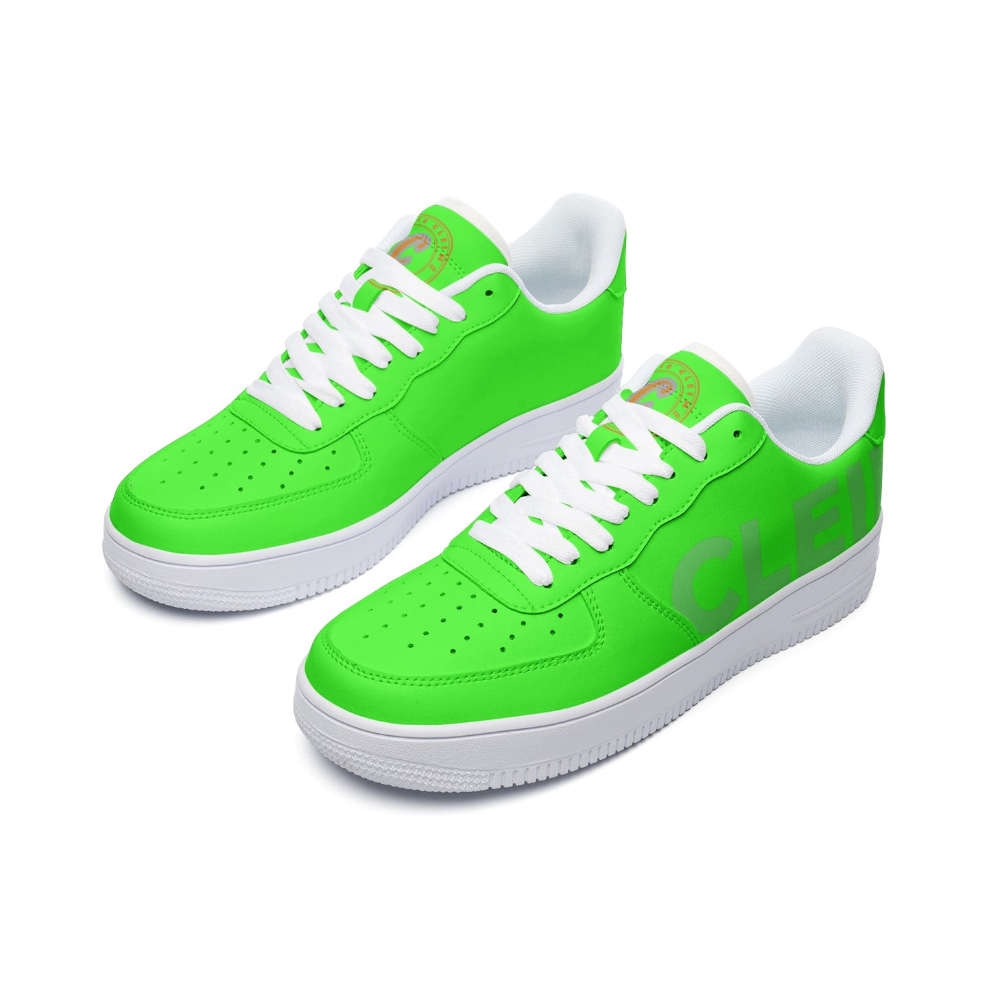 Kellie Clein "Riddler Green"-Unisex Low Top Leather Sneakers