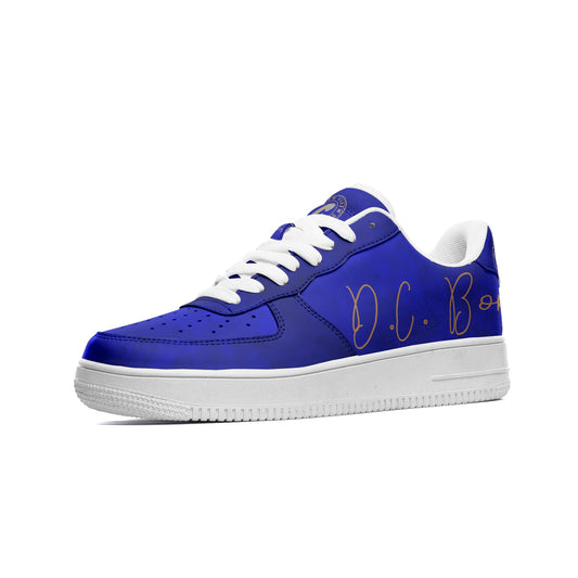 Kellie Clein-Royal Blue "D.C. Born"-Unisex Low Top Leather Sneakers