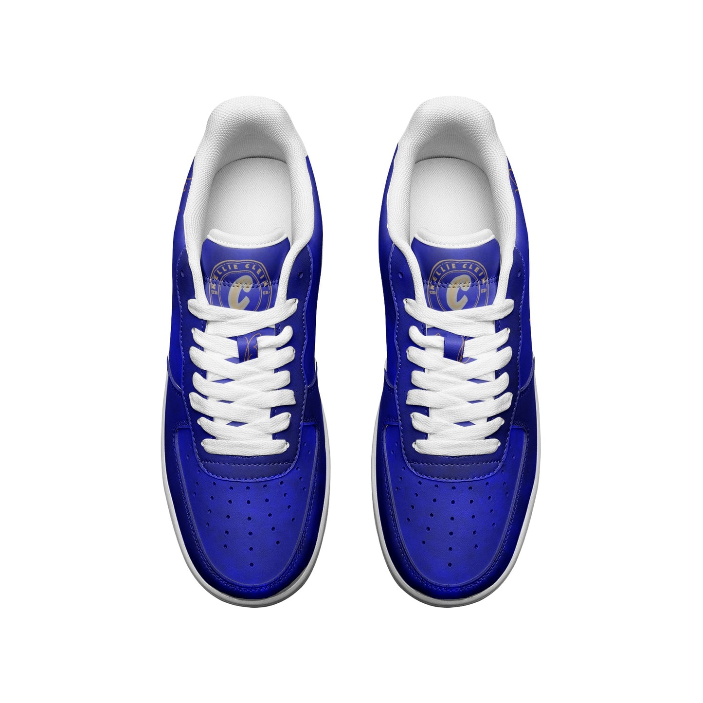 Kellie Clein-Royal Blue "D.C. Born"-Unisex Low Top Leather Sneakers