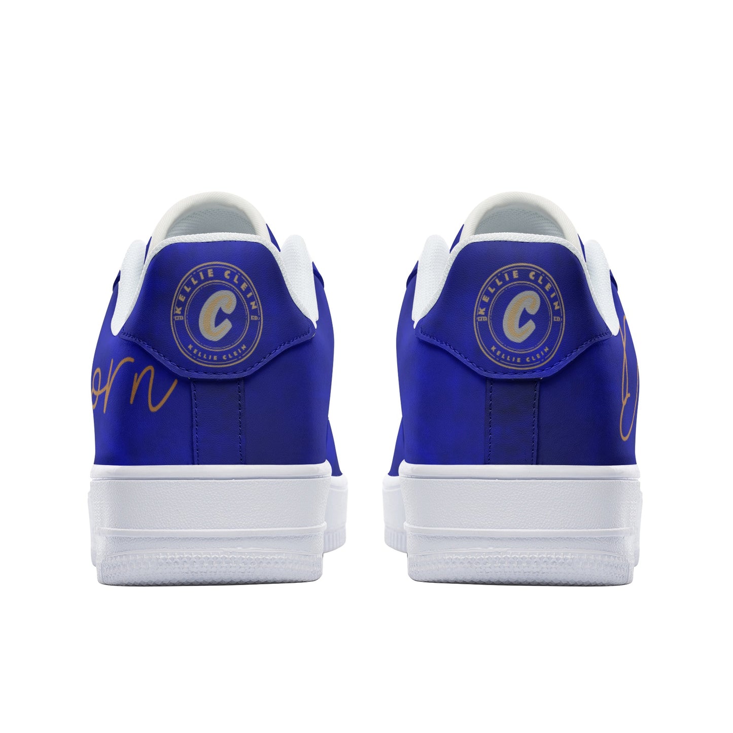 Kellie Clein-Royal Blue "D.C. Born"-Unisex Low Top Leather Sneakers