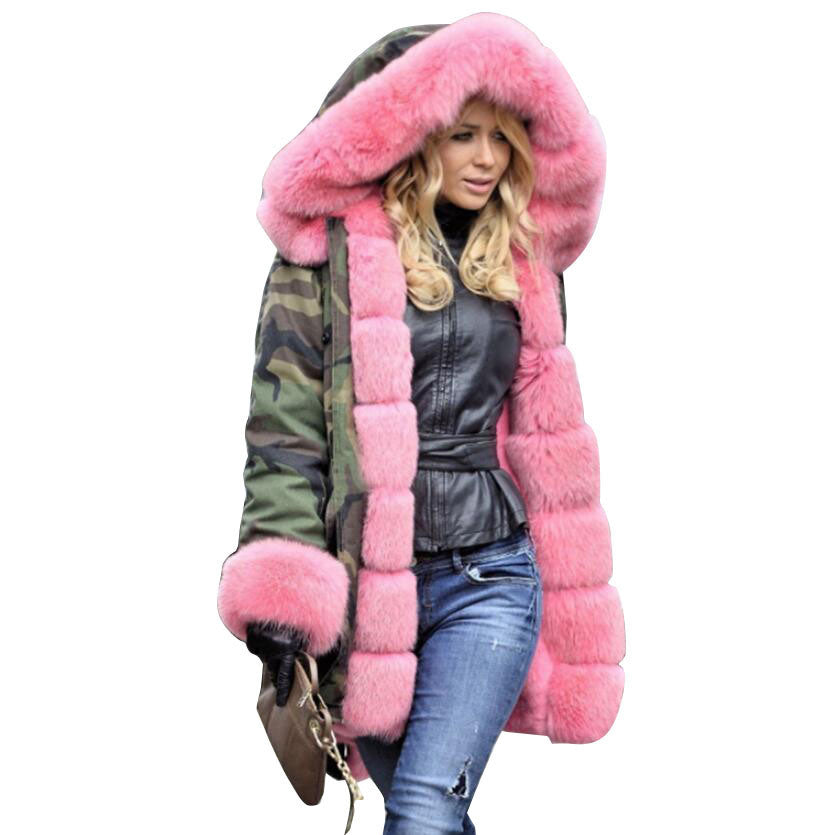 New Women Parka Casual Outwear Hooded Coat Fur Coats Manteau Female Woman Clothes Plus Size S-5XL