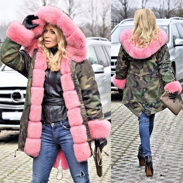 New Women Parka Casual Outwear Hooded Coat Fur Coats Manteau Female Woman Clothes Plus Size S-5XL