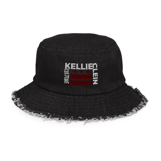 Kellie Clein Culture-Distressed denim bucket hat