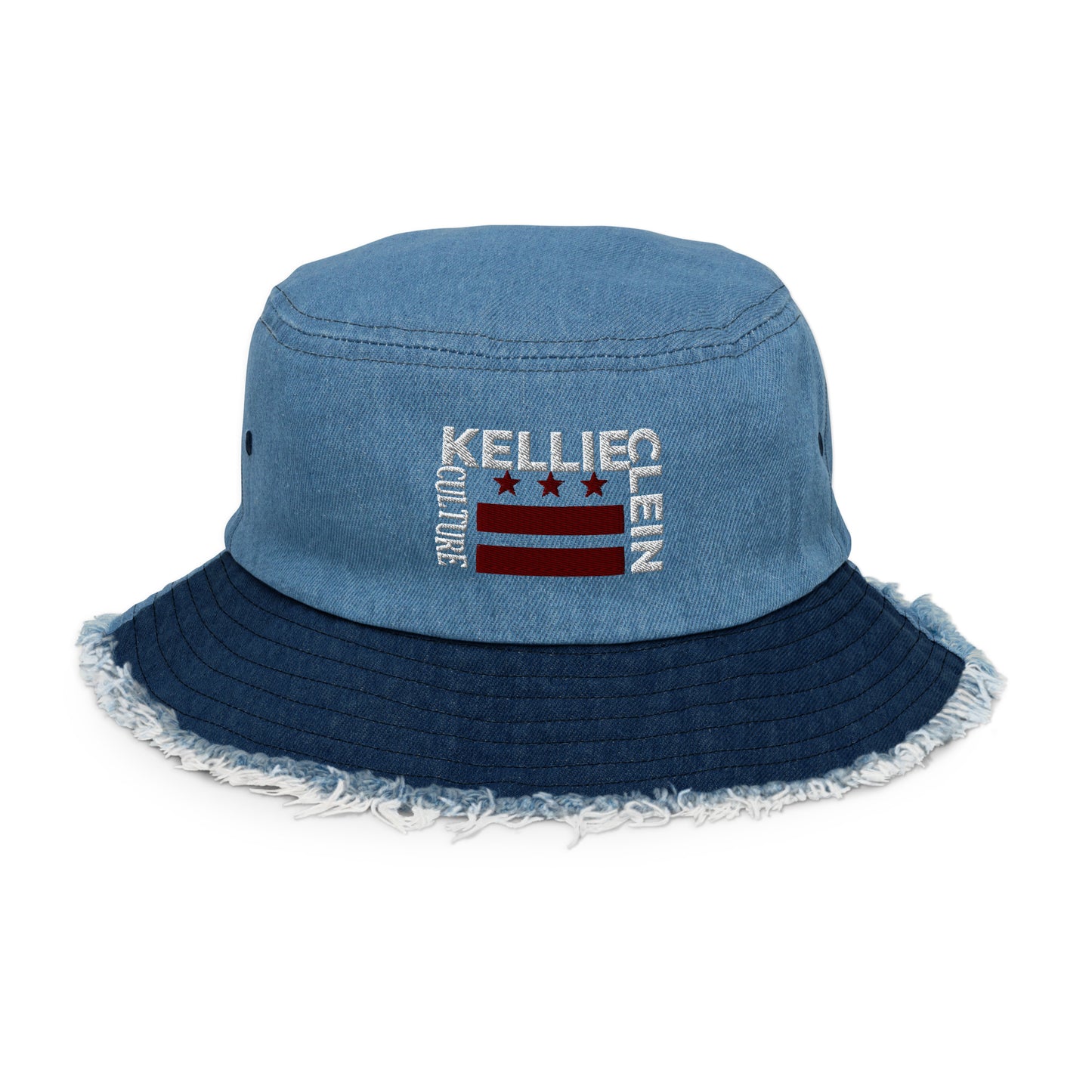 Kellie Clein Culture-Distressed denim bucket hat