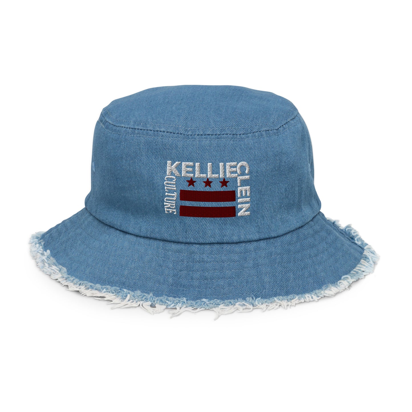 Kellie Clein Culture-Distressed denim bucket hat