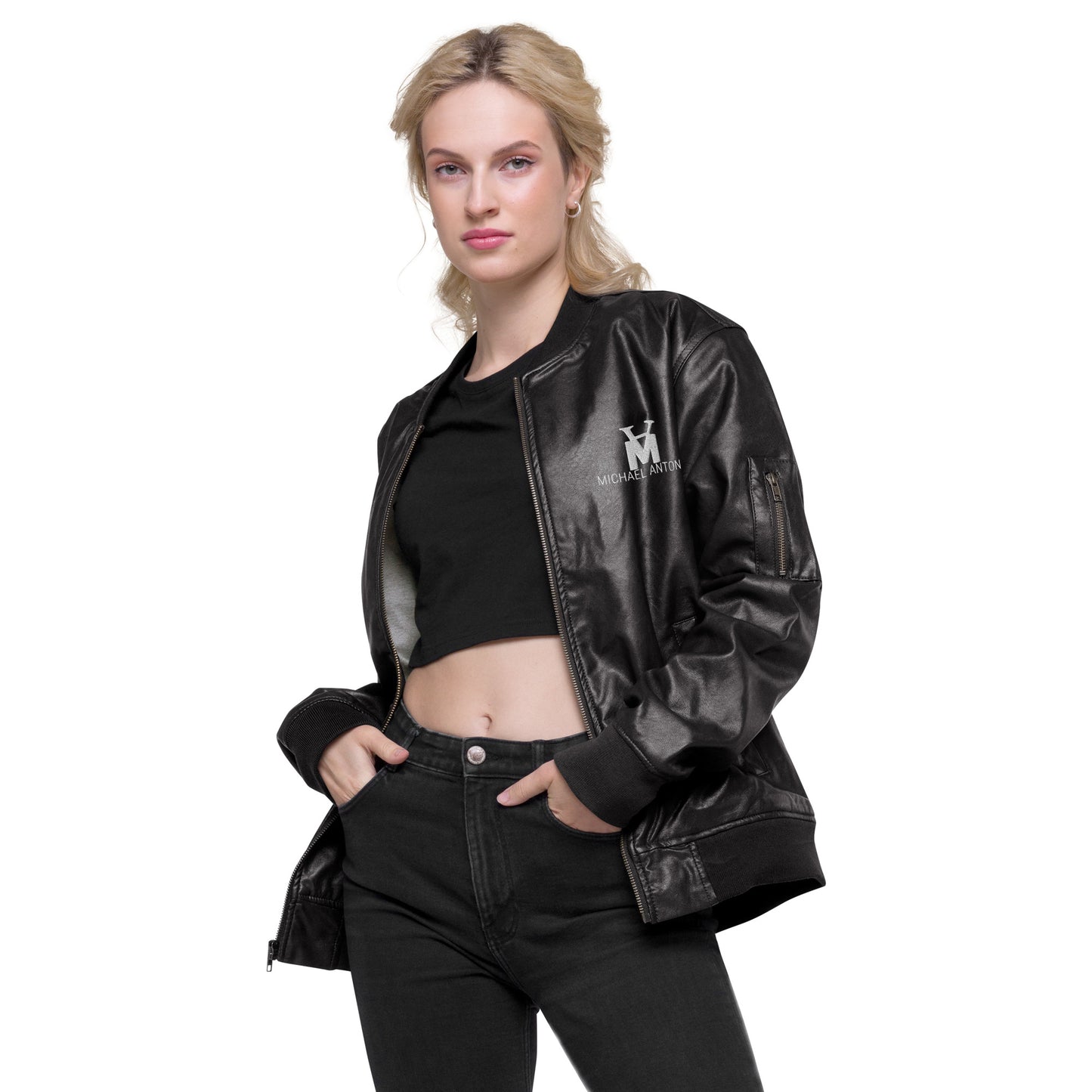 Michael Antonio-Leather Bomber Jacket