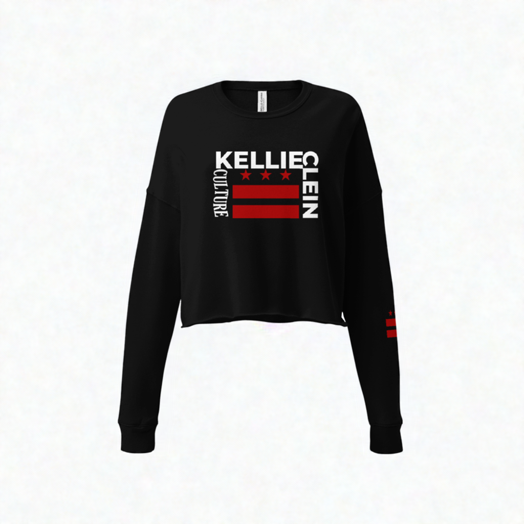 Kellie Clein Culture-Embroidered Crop Hoodie