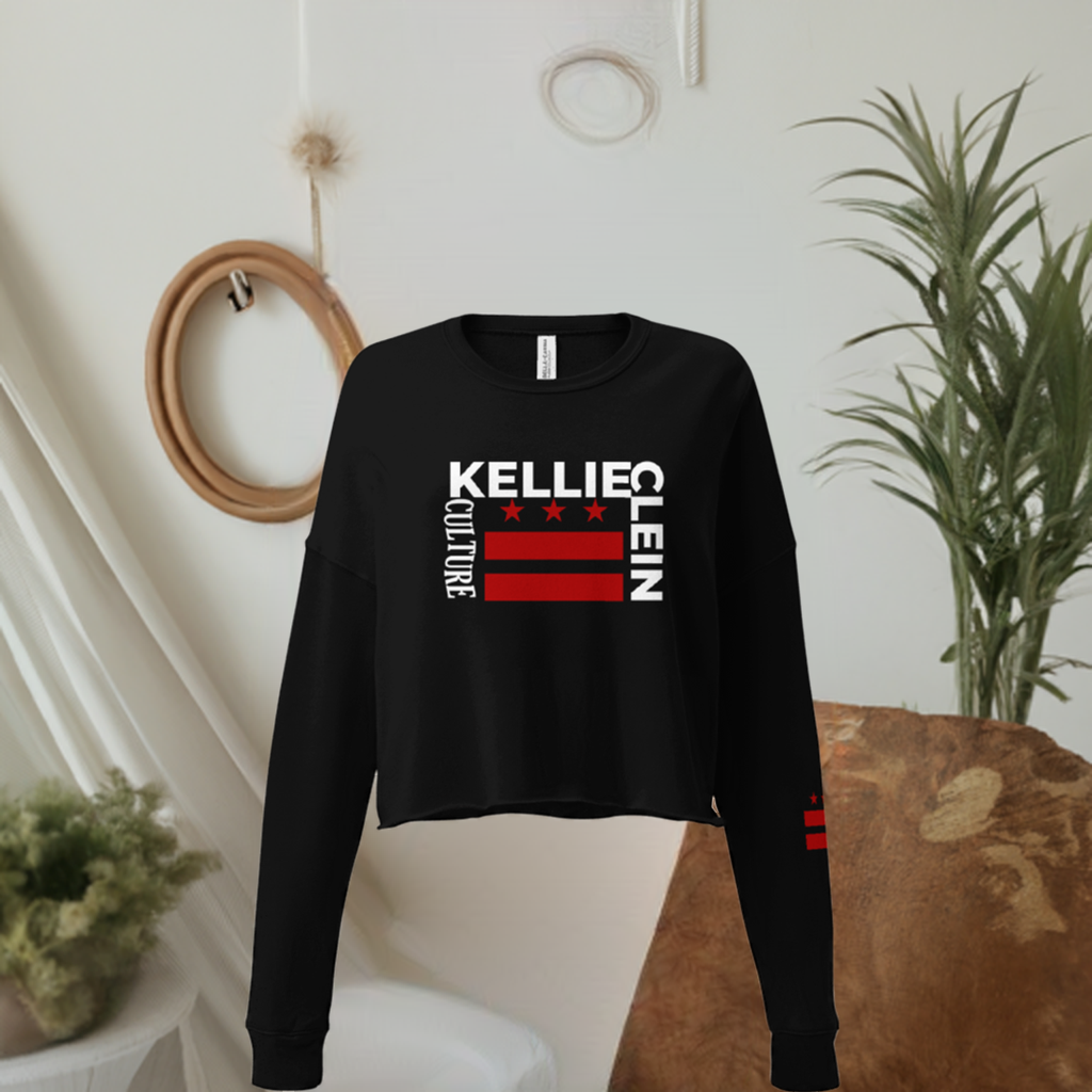 Kellie Clein Culture-Embroidered Crop Hoodie