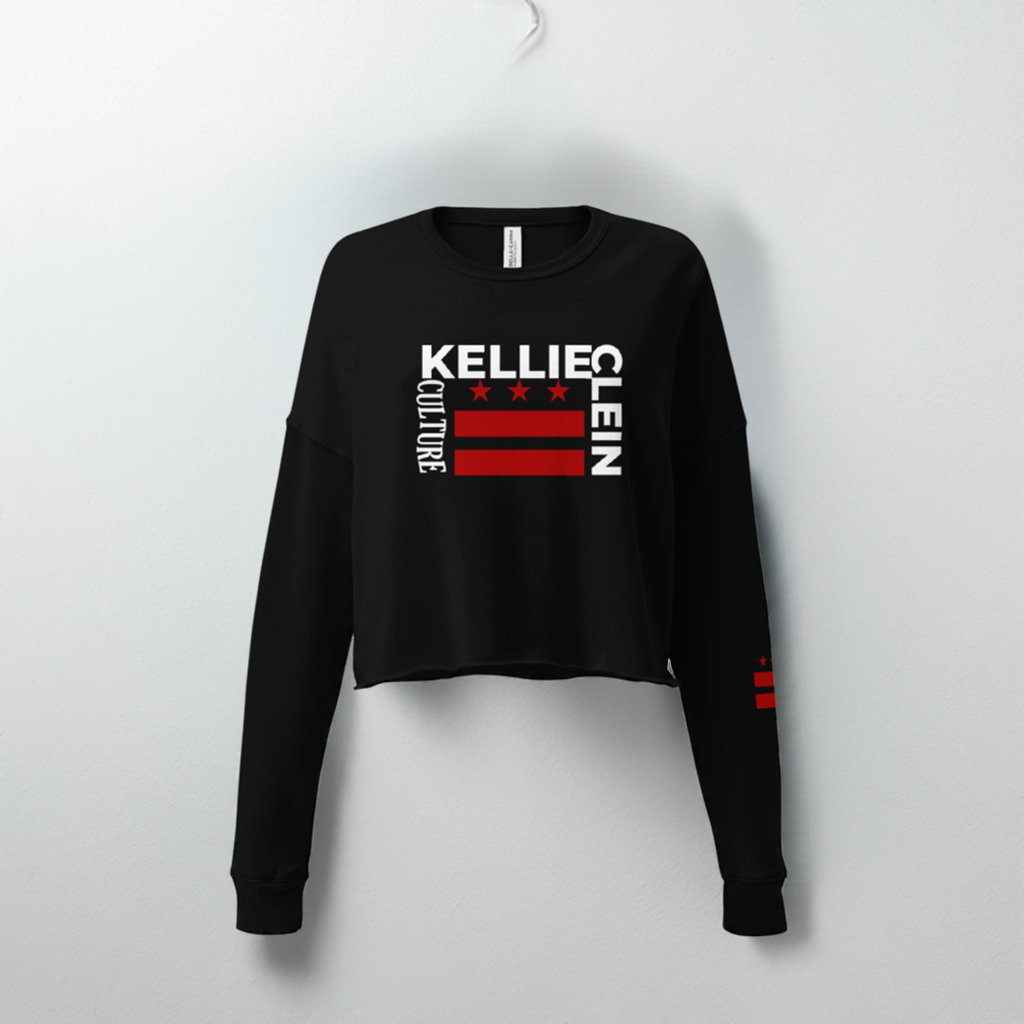 Kellie Clein Culture-Embroidered Crop Hoodie