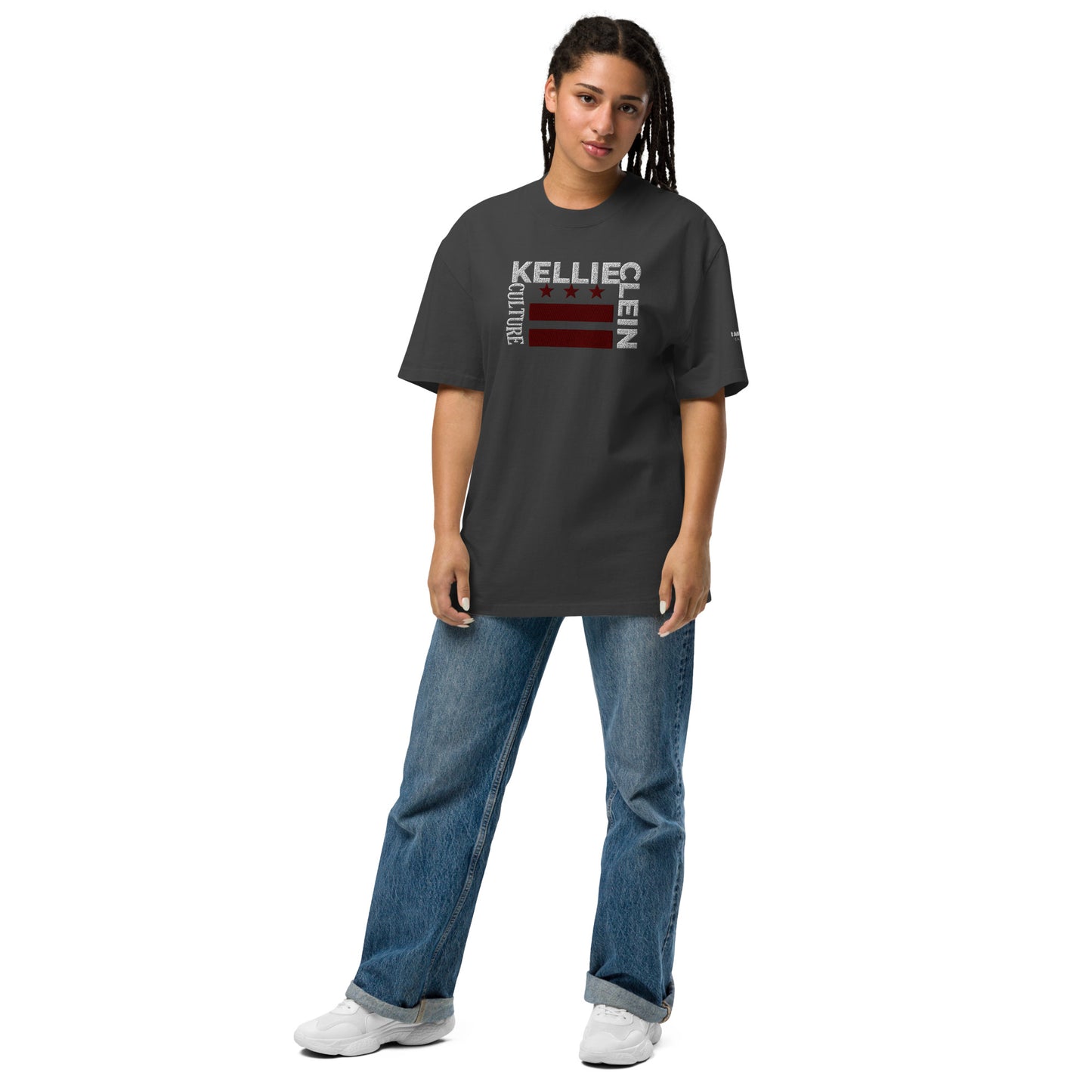 Kellie Clein- Embroidered  Oversized faded t-shirt