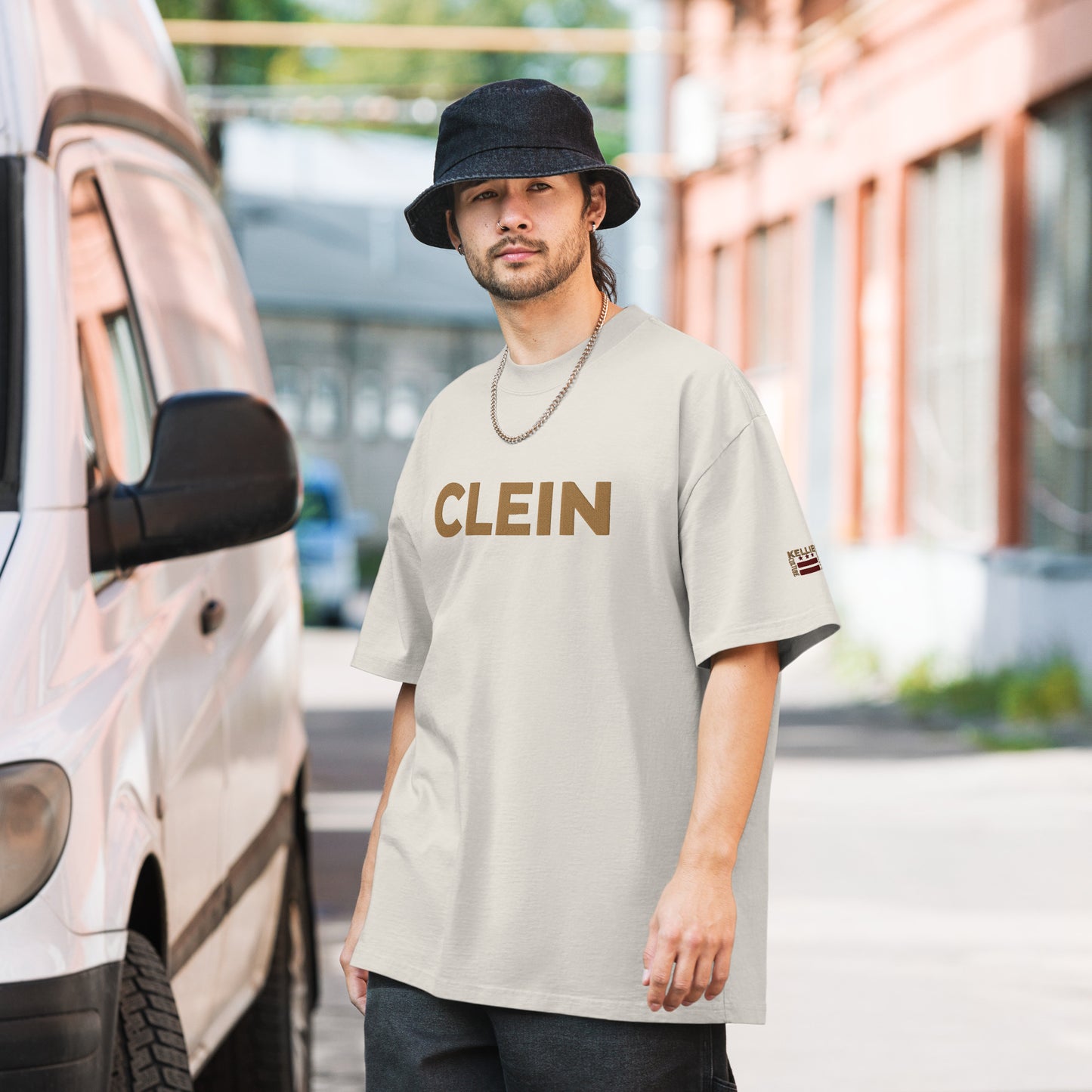 Kellie Clein Classic- Embroidered Oversized faded t-shirt