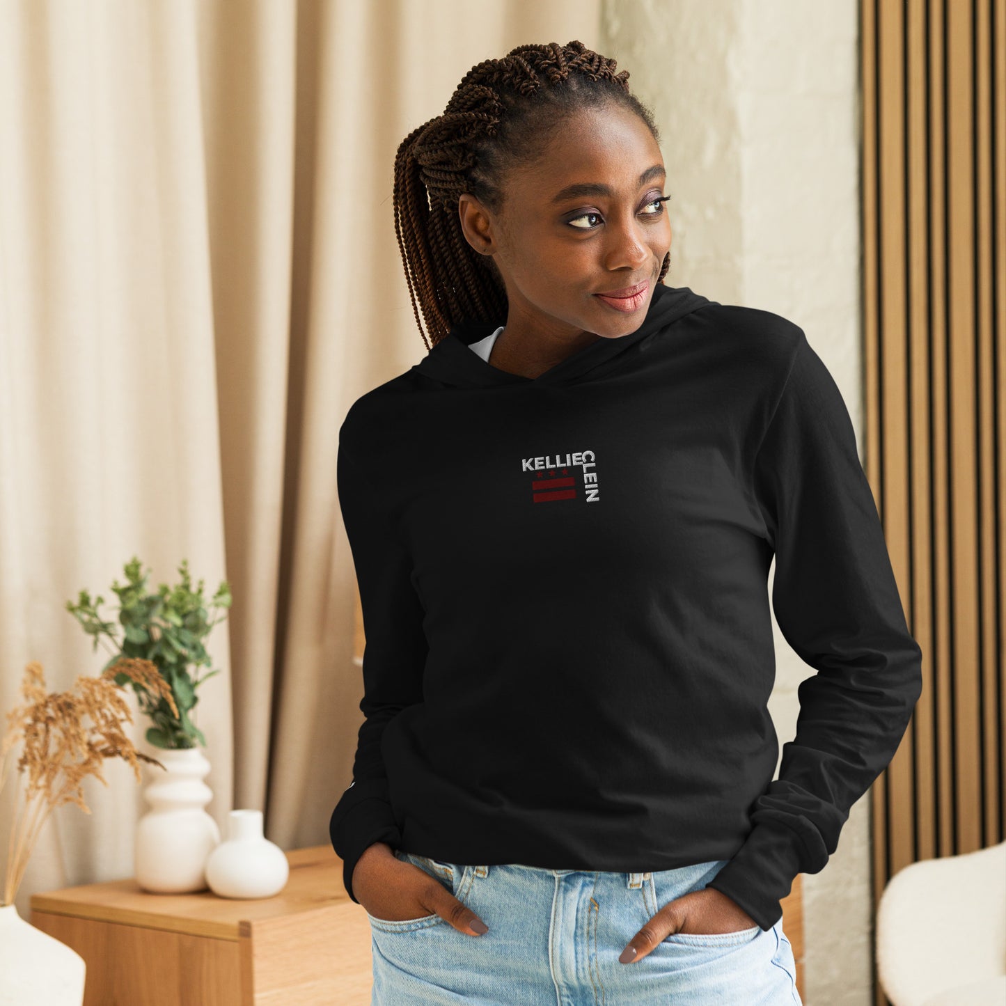 Kellie Clein- Embroidered Hooded long-sleeve tee