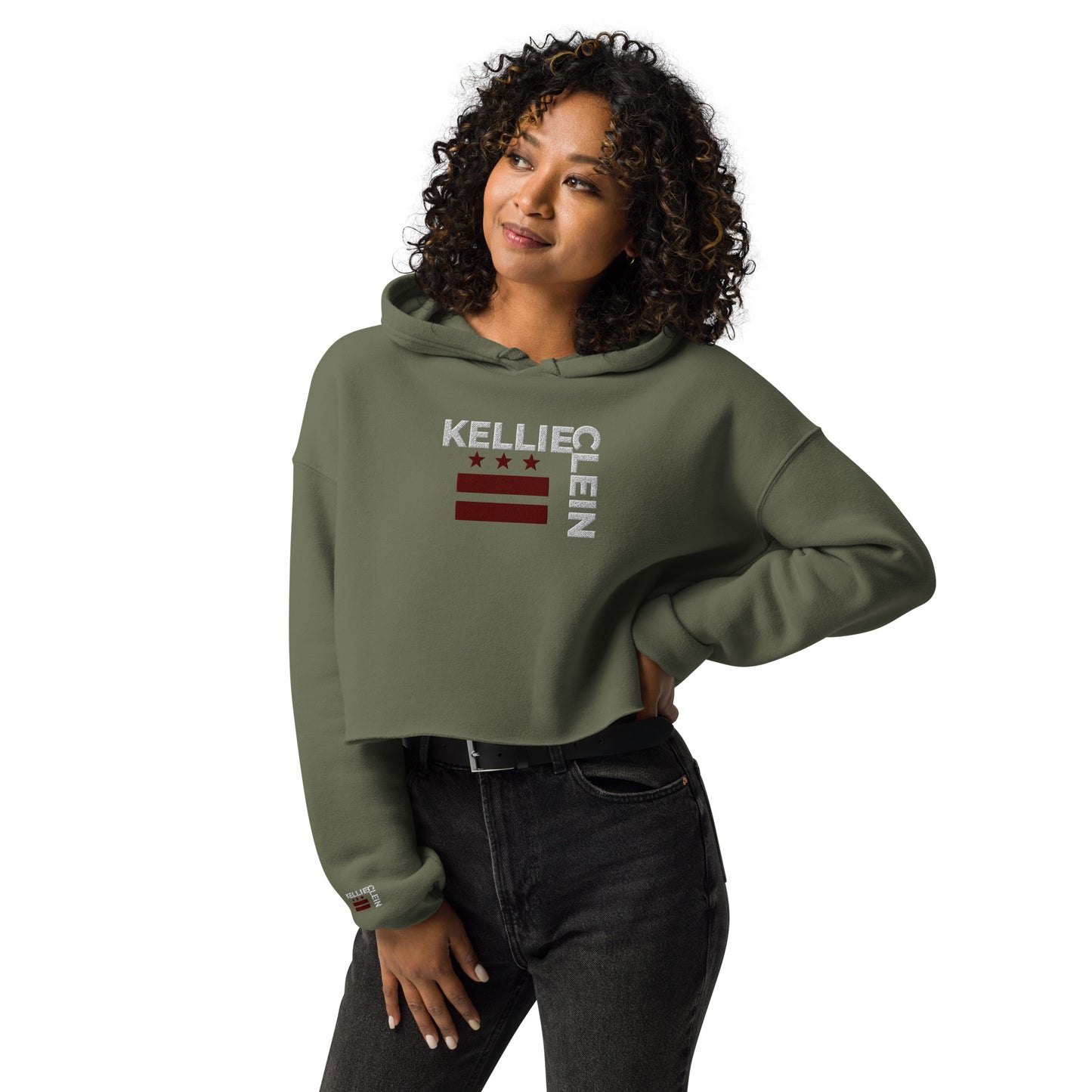 Kellie Clein Culture-Embroidered Crop Hoodie