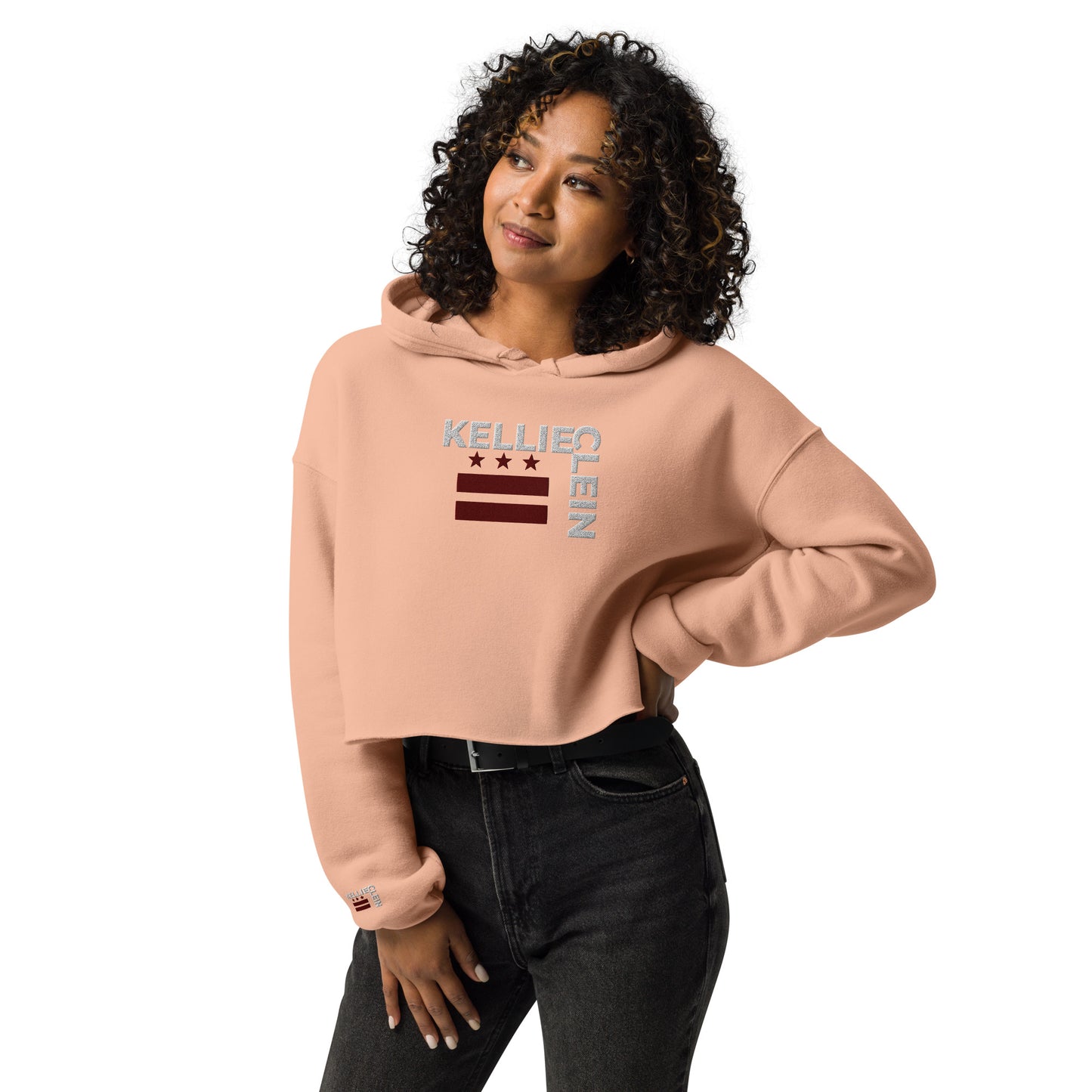 Kellie Clein Culture-Embroidered Crop Hoodie