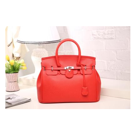 2021 new women's bag Europe and the United States lock buckle micro-portable rose red temperament bag lychee pattern platinum bag handbag - Color: Red