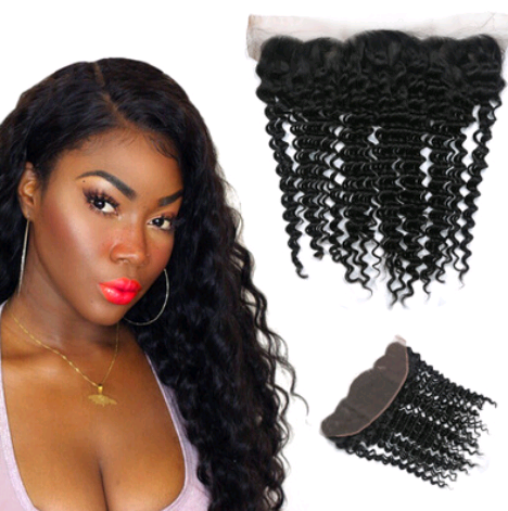 Color: Black, Size: 20inch - Front lace 4x13 lace frontal deep hair block real hair wig hair block