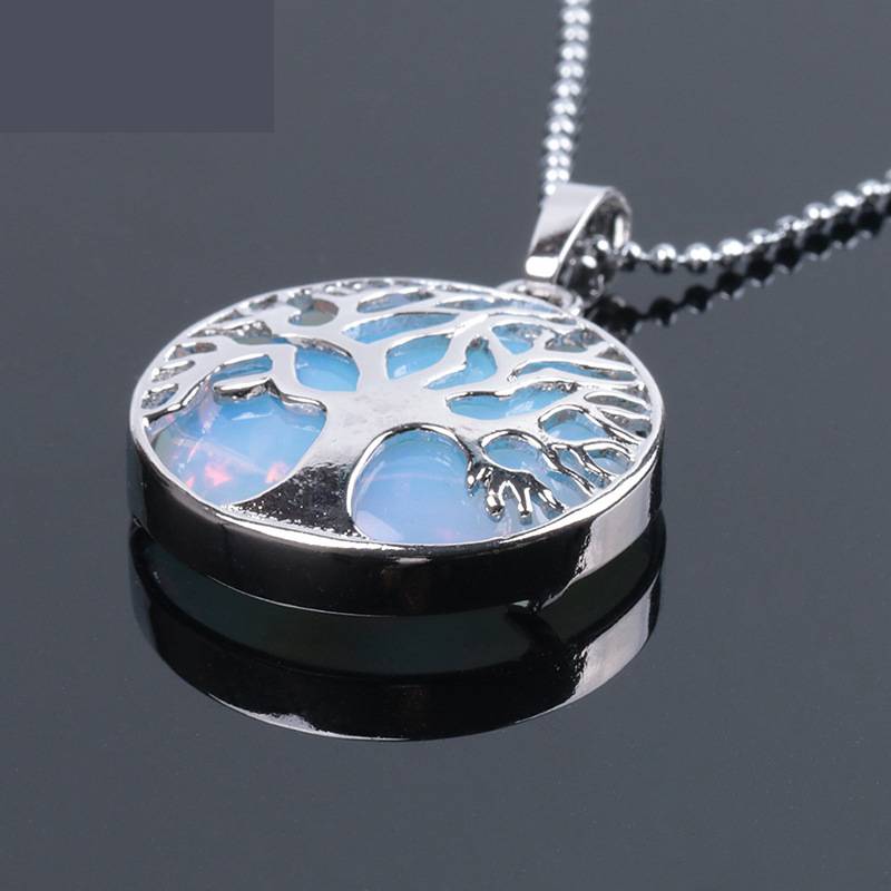 Style: Q - Natural stone pendant Life Tree Necklace