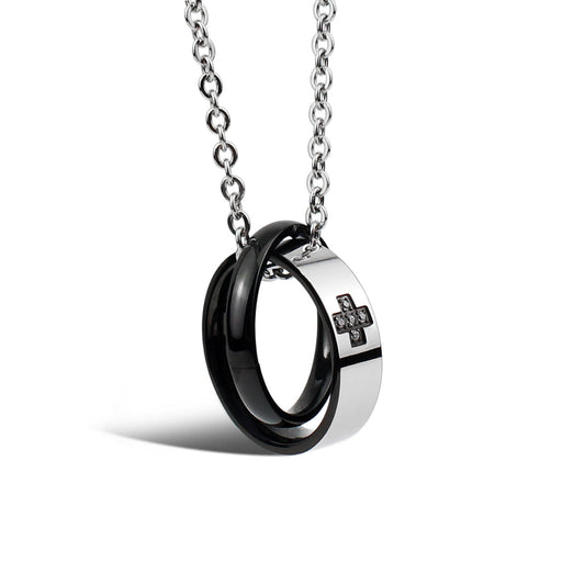 Color: Black Pendant - Cross Love Titanium Steel Necklace