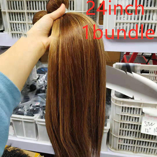 Highlight bundles with closure straight brazilian human hair - Color: 24inch 1bundle