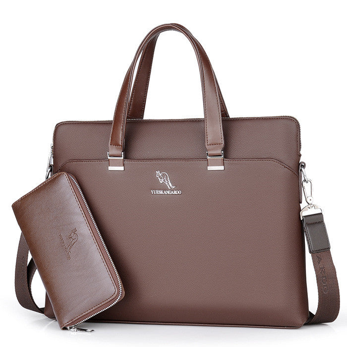 Color: Brown with handbag - Men's backpack shoulder messenger bag