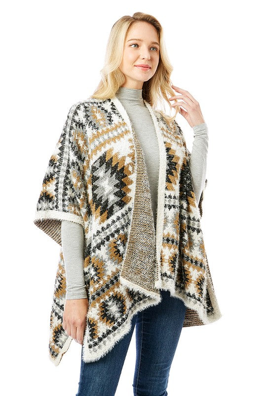 Women's Aztec Pattern Ruana