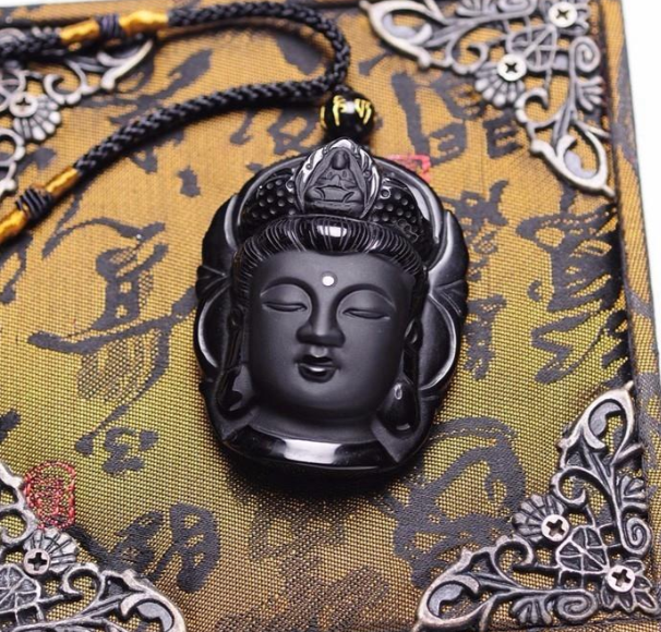 Style: Rope - Natural Obsidian Buddah Pendant Necklace