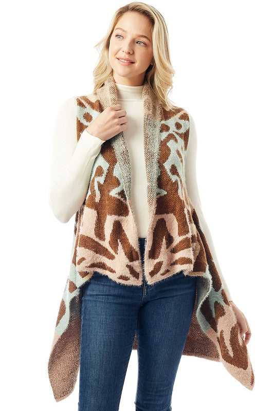 Women's Fuzzy Animal Print Vest