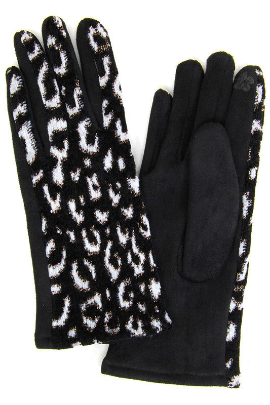 Women's Lurex Leopard Print Smart Touch Gloves