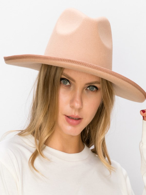 Vegan Felt Panama Upturned Brim HAT FOR WOMEN