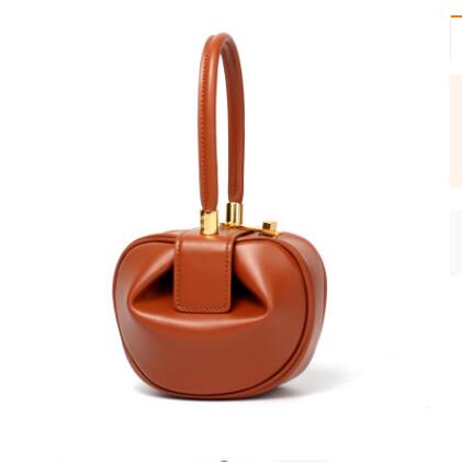 Color: brown, Size: S - Leather handbags Europe and the United States fashion retro French niche design portable dumplings wonton handbags