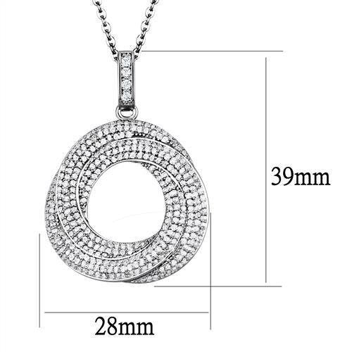 3W1318 - Rhodium Brass Jewelry Sets with AAA Grade CZ  in Clear