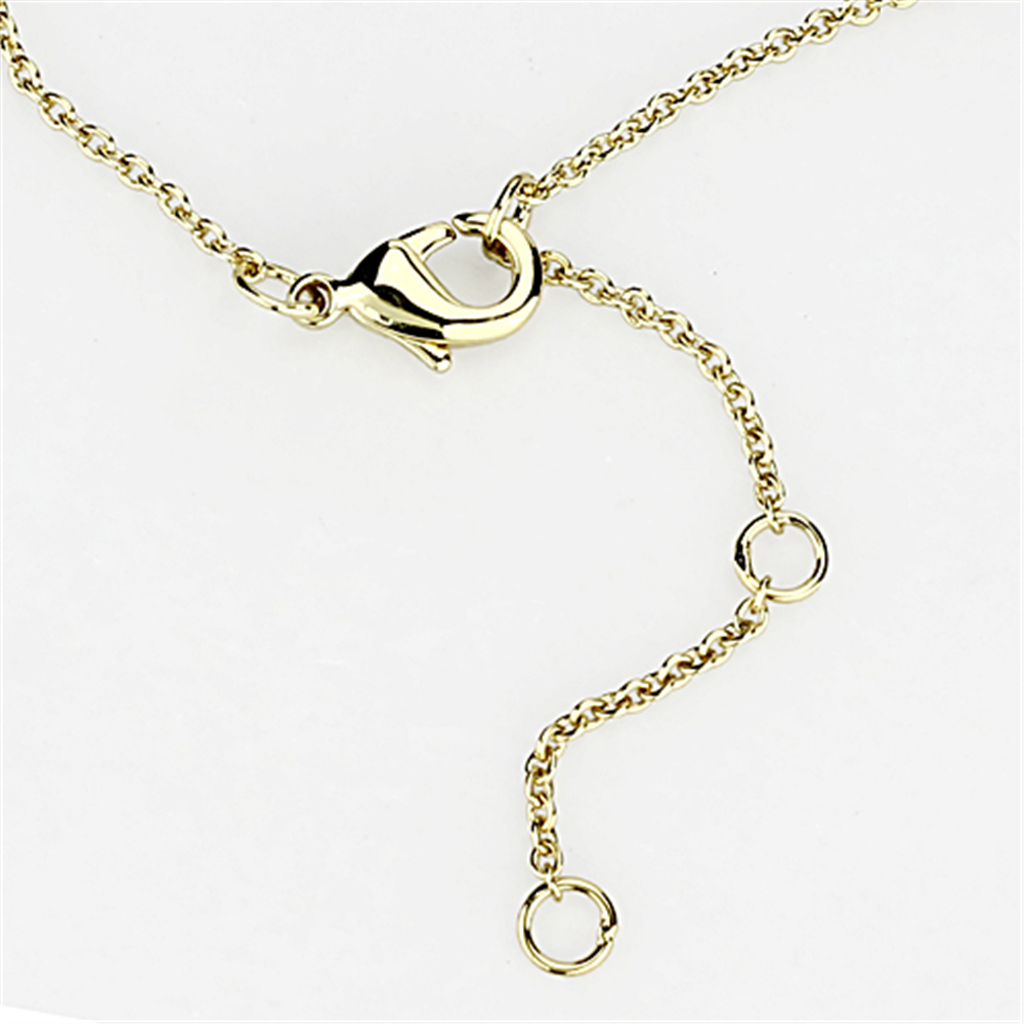 3W459 - Gold+Rhodium Brass Necklace with AAA Grade CZ  in Clear