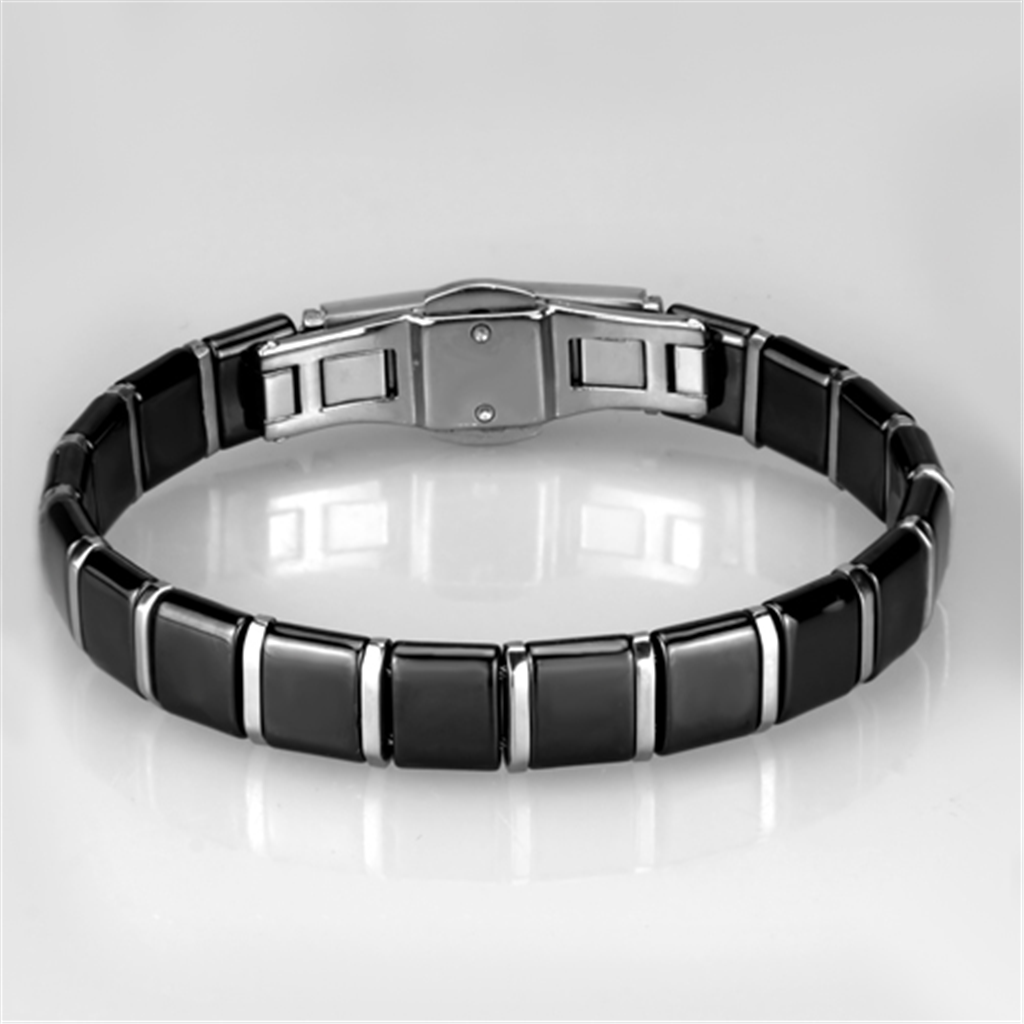 3W984 - Stainless Steel Bracelet High polished (no plating) Women Ceramic Jet