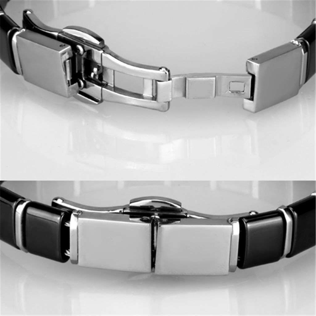 3W984 - Stainless Steel Bracelet High polished (no plating) Women Ceramic Jet