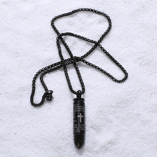 Bullet titanium steel necklace - Color: Black, style: With necklace