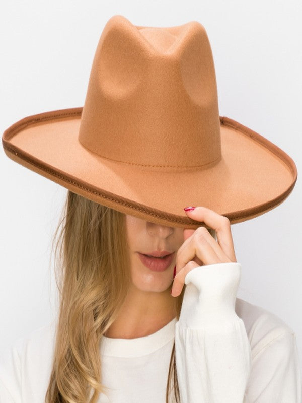 Vegan Felt Panama Upturned Brim HAT FOR WOMEN