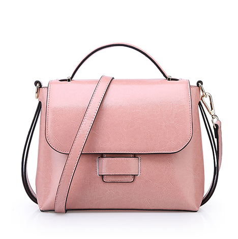 Color: Pink - Fashion Genuine Leather Bags Women Real Leather Handbag Shoulder Bags Elegant Women Crossbody Messenger Bags