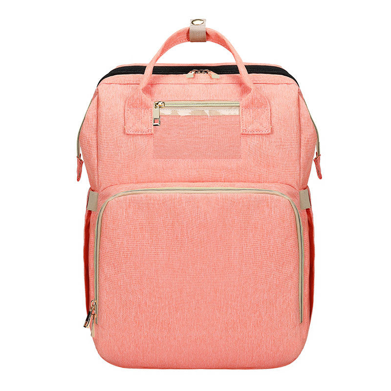 Color: Pink - Multifunctional Moms and Dads Backpack Baby Bed Bags