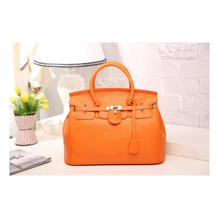 2021 new women's bag Europe and the United States lock buckle micro-portable rose red temperament bag lychee pattern platinum bag handbag - Color: Orange