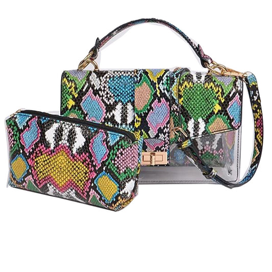 Ladies Snake Print Printed Shoulder Handbag Female Bag - Color: 4Style, Size: 40