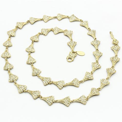 LO2625 - Brass Necklace Gold Women Top Grade Crystal Clear