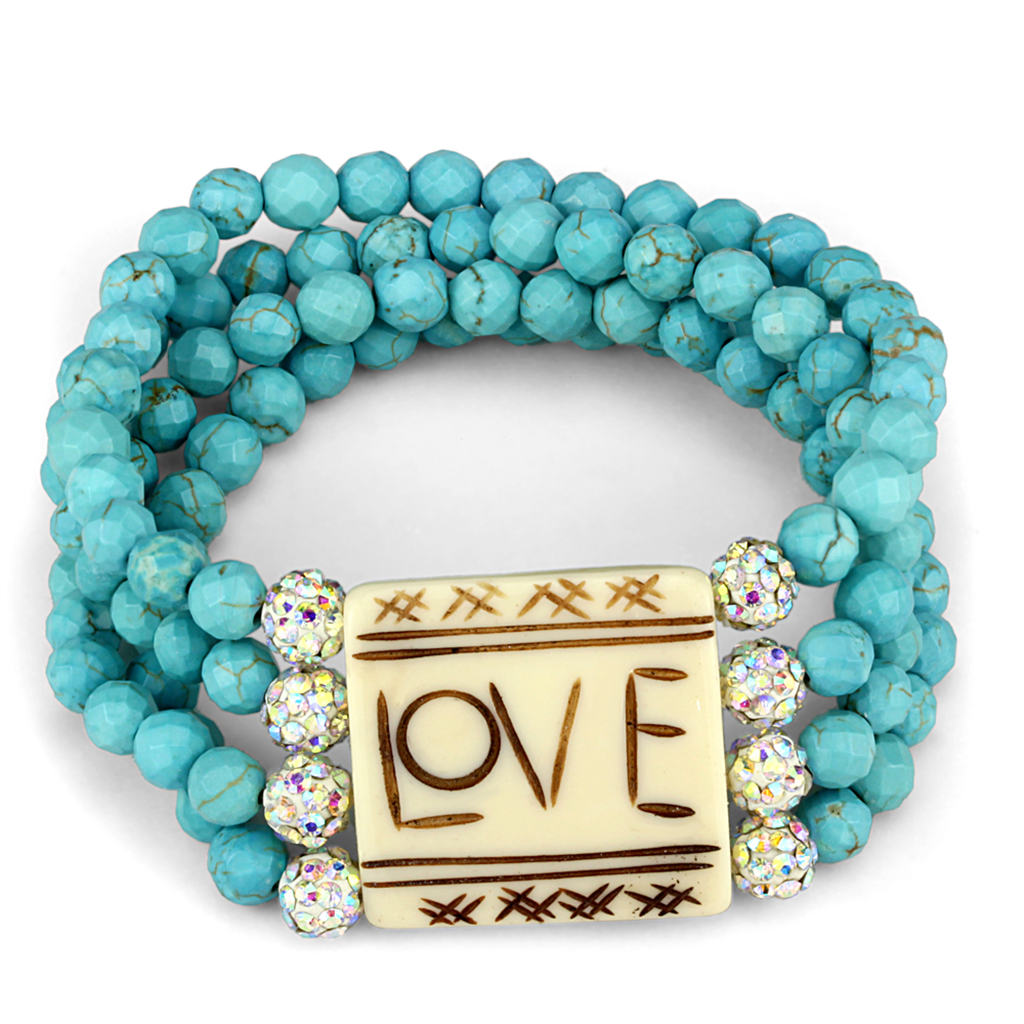 LO3799 - Brass Bracelet No Plating Women Synthetic Sea Blue