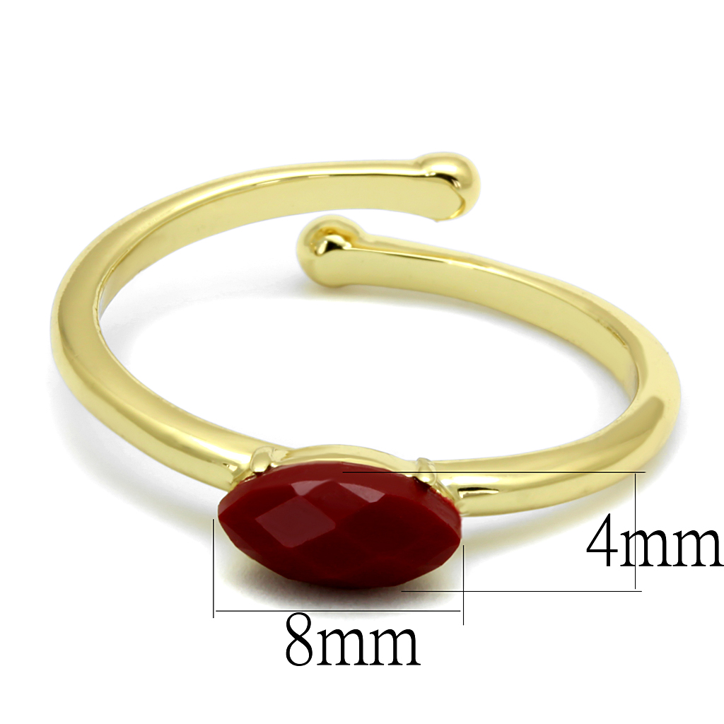 LO4063 - Flash Gold Brass Ring with Synthetic Synthetic Stone in Siam