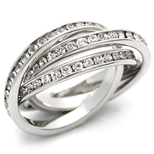 LO823 - Brass Ring Imitation Rhodium Women Top Grade Crystal Clear