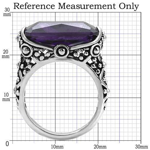 TK015 - Stainless Steel Ring High polished (no plating) Women AAA Grade CZ Amethyst