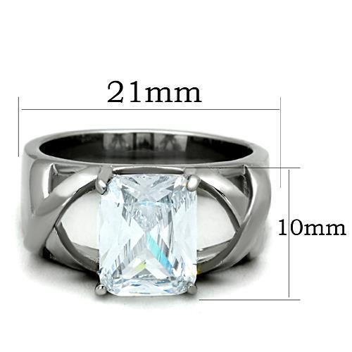 TK1530 - Stainless Steel Ring High polished (no plating) Women AAA Grade CZ Clear