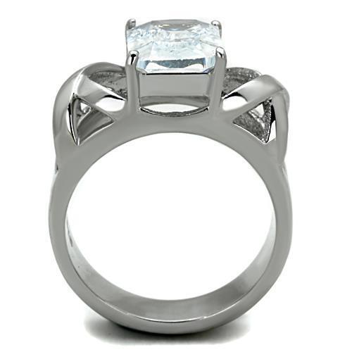 TK1530 - Stainless Steel Ring High polished (no plating) Women AAA Grade CZ Clear