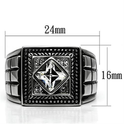 TK589 - Stainless Steel Ring High polished (no plating) Men Top Grade Crystal Clear